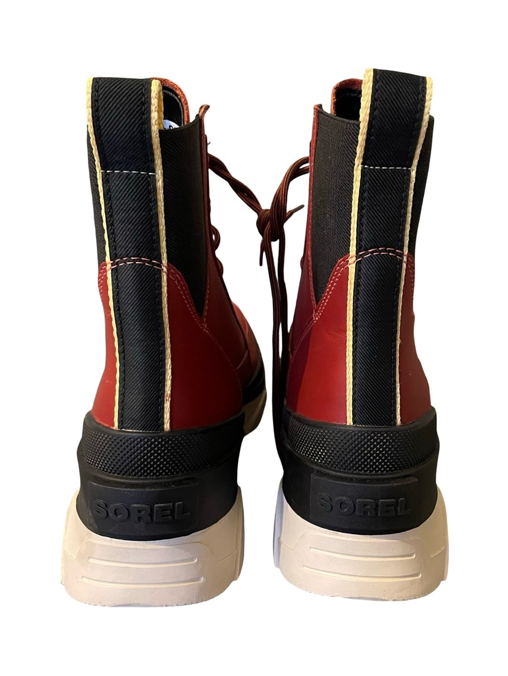 Sorel Brex Lace-up Boots Warp Red Leather Waterproof Chunky Platform Size 10 - Picture 5 of 9